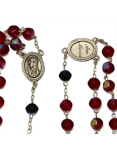 Chapelet Rouge multicolore perles à facettes