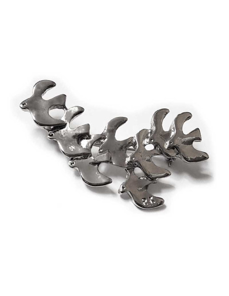 Silver-plated dove brooch - 8 doves