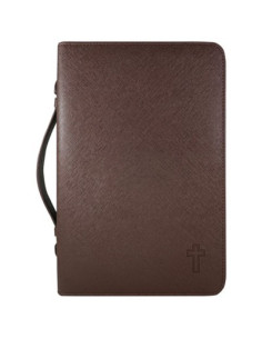 Brown textured leatherette Bible case - Large format