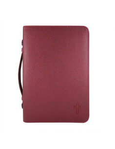 Housse pour Bible en similicuir texturé bordeaux - Grand format