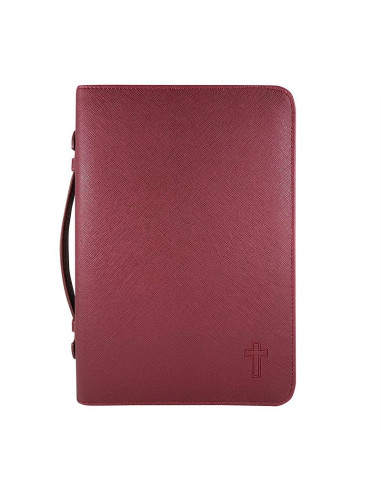 Bible case in burgundy textured imitation leather - Large format