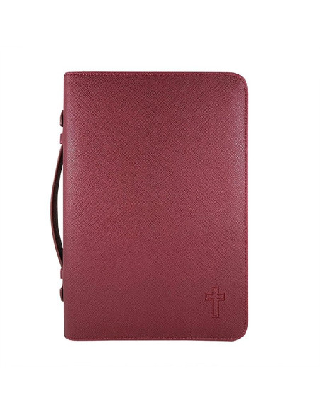 Bible case in burgundy textured imitation leather - Large format