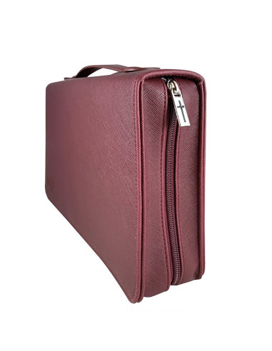 Housse pour Bible en similicuir texturé bordeaux - Grand format