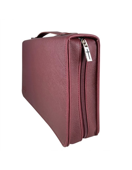 Bible case in burgundy textured imitation leather - Large format