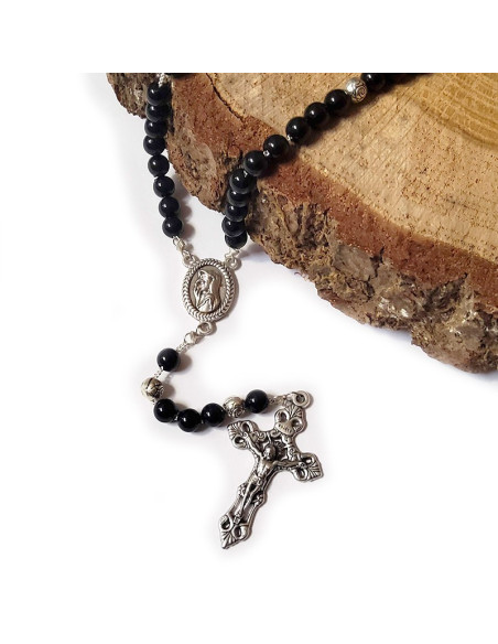 Ave Maria Rosenkranz schwarze Kunststoffperle