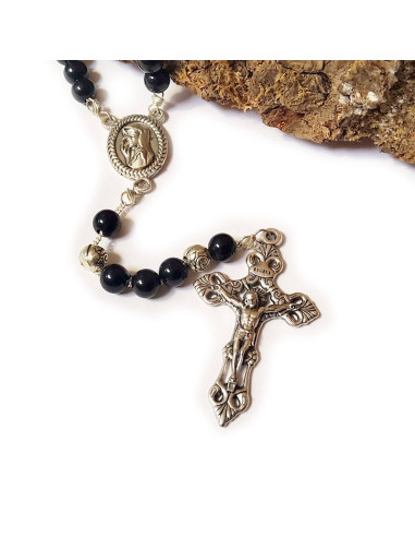 Ave Maria Rosenkranz schwarze Kunststoffperle