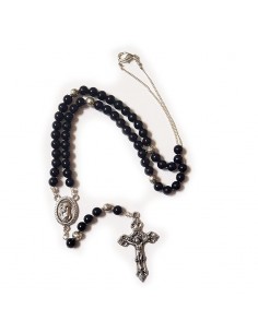 Chapelet Ave Maria plastique noir perle