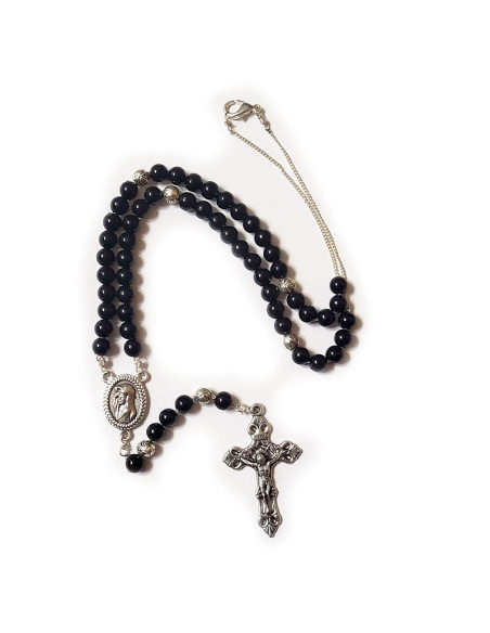 Chapelet Ave Maria plastique noir perle