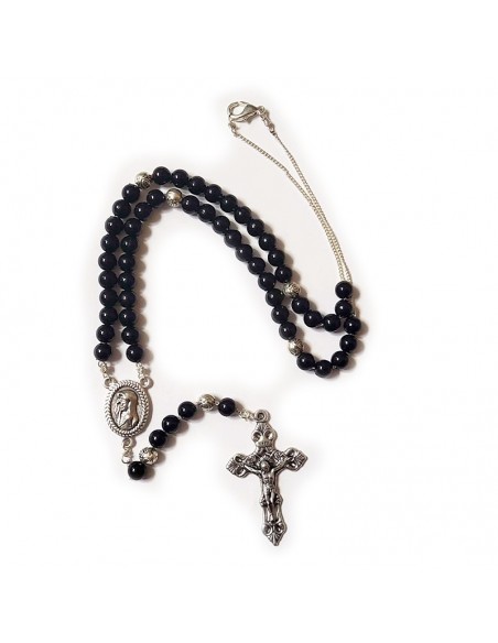 Rosario Ave Maria perla in plastica nera