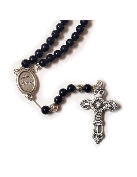 Ave Maria rosary black plastic pearl