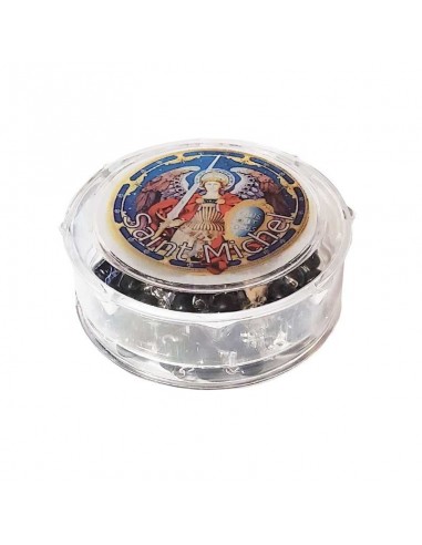 Saint Michael rosary - black wood beads