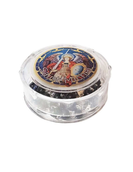 Rosario de San Miguel - cuentas de madera negra