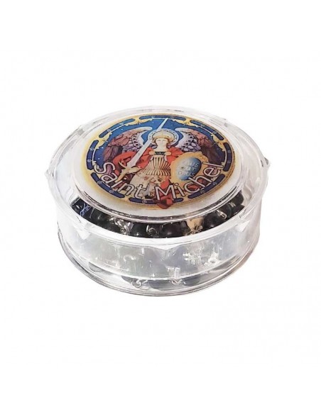 Saint Michael rosary - black wood beads
