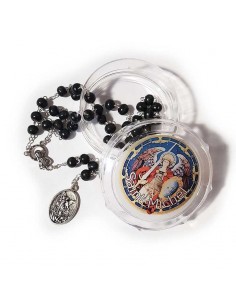 St. Michael Rosenkranz - schwarze Holzperlen