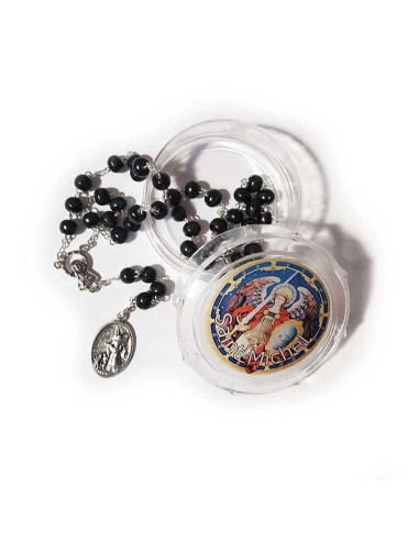 St. Michael Rosenkranz - schwarze Holzperlen