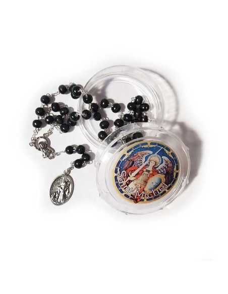 St. Michael Rosenkranz - schwarze Holzperlen