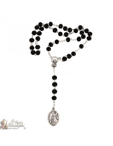 Saint Michael rosary - black wood beads