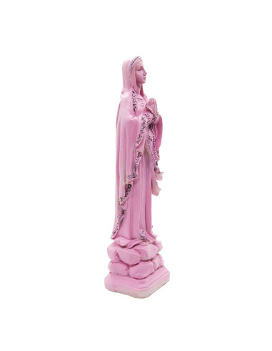 Statua Vergine di Lourdes personalizzata rosa - 20 cm