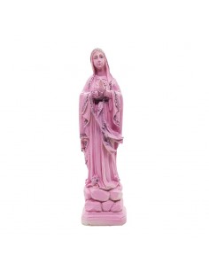 Statue der Jungfrau von Lourdes, personalisiert, rosa - 20 cm