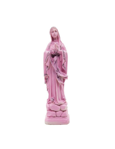 Estatua Virgen de Lourdes personalizada rosa - 20 cm
