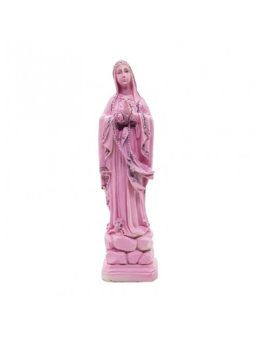 Virgin of Lourdes statue customized pink - 20 cm