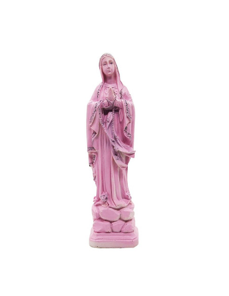 Estatua Virgen de Lourdes personalizada rosa - 20 cm