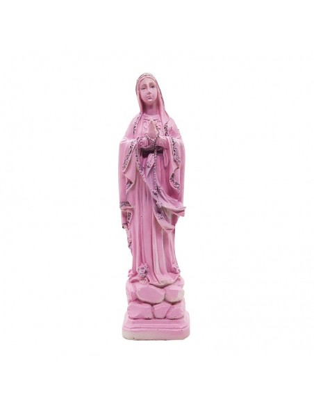 Maagd van Lourdes beeld op maat roze - 20 cm