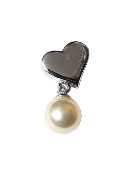 Colgante de corazón y perla de plata 925