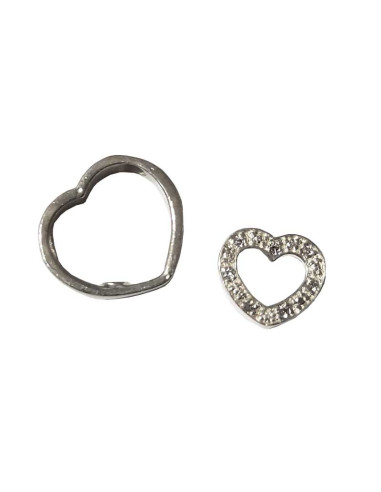 Colgante doble de corazones cristales blancos plata de ley 925