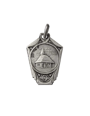 Notre Dame de Banneux & Chapelle medal - silver metal