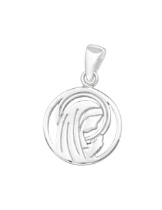 Grote moderne gestileerde Maria-medaille in 925 sterling zilver