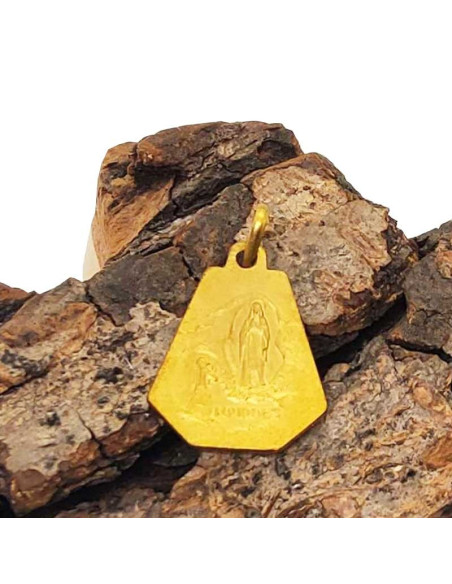 Medaglia della Vergine Maria e della Madonna di Lourdes - placcata oro