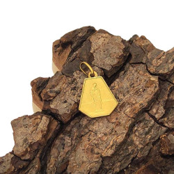 Medalla Virgen de los Pobres y Sagrado Coraz&oacute;n de Jes&uacute;s - chapada en oro