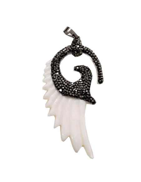Mother-of-pearl Angel's Wing pendant with crystals