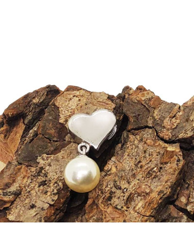 Heart and pearl pendant in 925 sterling silver