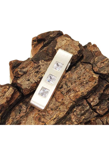 Ciondolo a forma di barretta in argento 925 con cristalli di zirconia