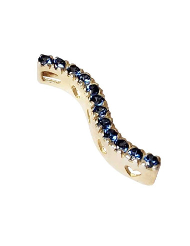 925 silver gold-plated wavy line pendant with blue crystals