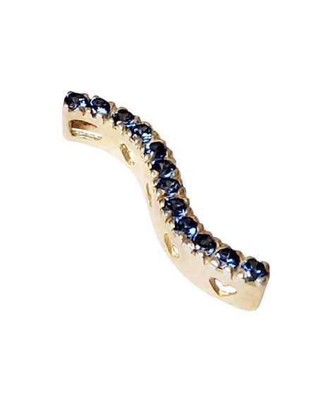 925 silver gold-plated wavy line pendant with blue crystals