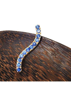 925 silver gold-plated wavy line pendant with blue crystals