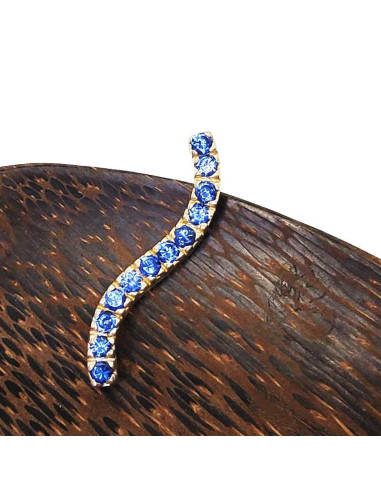 925 silver gold-plated wavy line pendant with blue crystals