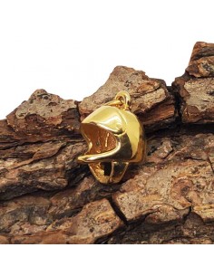 Pendentif casque moto métal doré