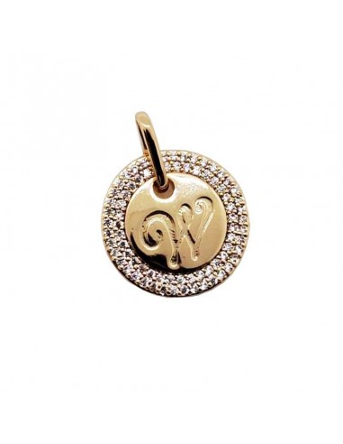 Ciondolo con lettera W - metallo dorato e strass