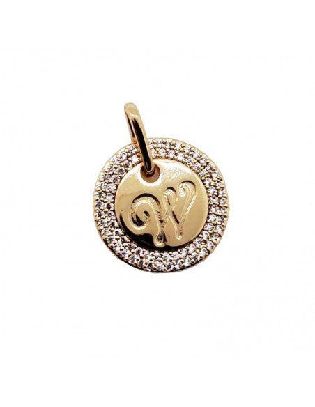 Letter W hanger - verguld metaal en strass