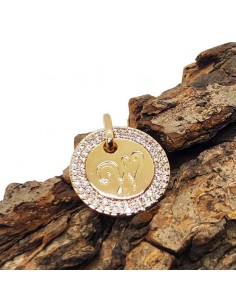 Pendentif lettre W - métal doré et strass