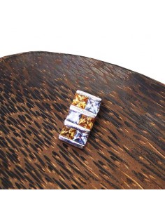 Moderne hanger in 925 sterling zilver met oranje en blauwe kristallen