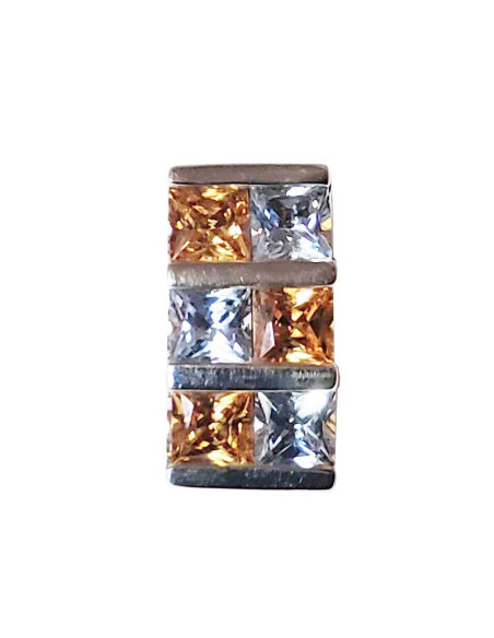 Ciondolo moderno in argento sterling 925 con cristalli arancioni e blu