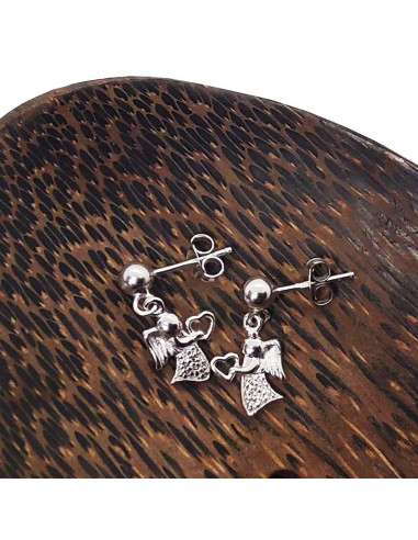 Engel met hart oorbellen - 925 Sterling Zilver
