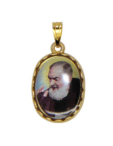 Medaille Heiliger Padre Pio - oval vergoldet
