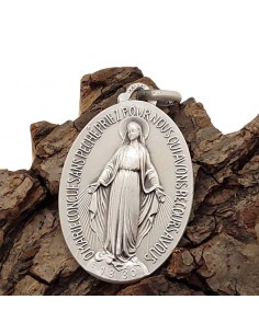 Medalla plateada de la Virgen Milagrosa - 45 mm