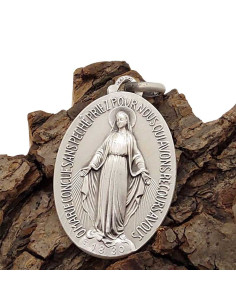 Verzilverde medaille van de Wonderbaarlijke Maagd - 45 mm